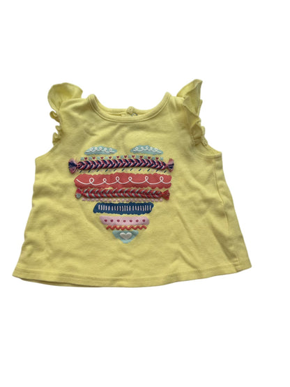 Mini Moi Yellow Heart Flutter Sleeve Top 6-12m