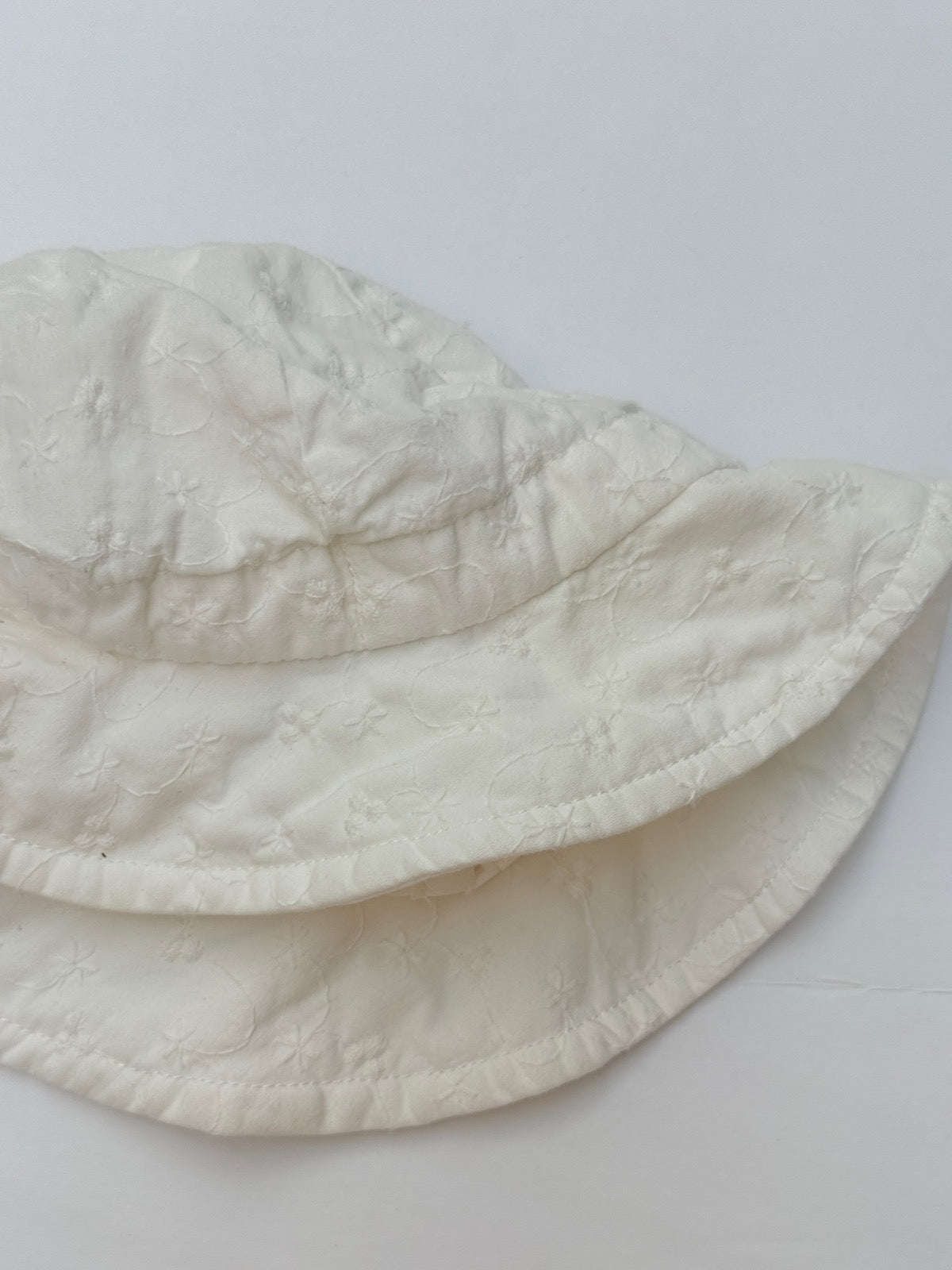 Jan & Jul White Eyelet Sun Hat Size S 0-6M