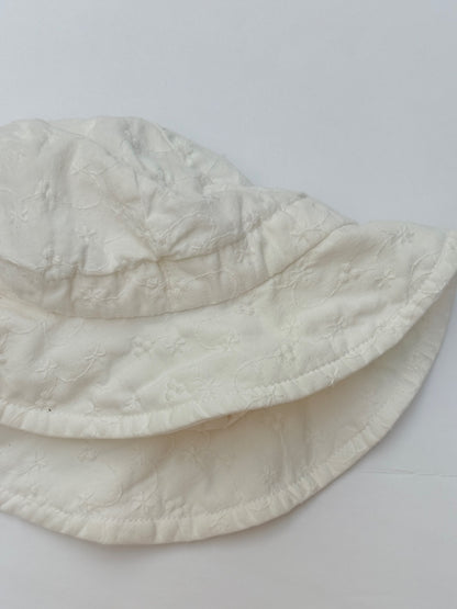 Jan & Jul White Eyelet Sun Hat Size S 0-6M