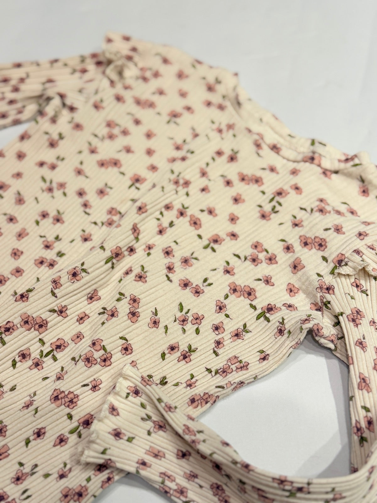 Zara Floral Ribbed Long Sleeve Top 4-5Y