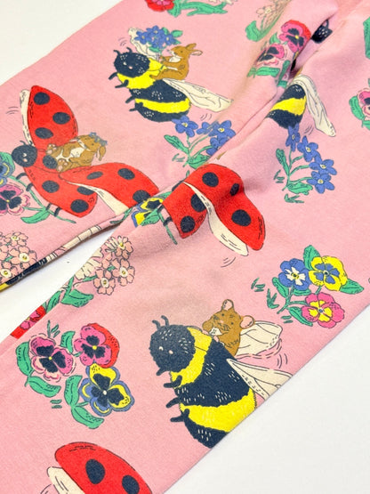 Mini Boden Pink Bug Print Leggings 5-6Y