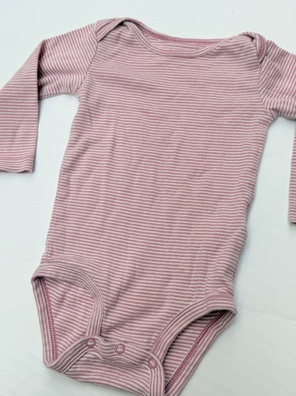 Carter's Pink Striped Long Sleeve Bodysuit 12M