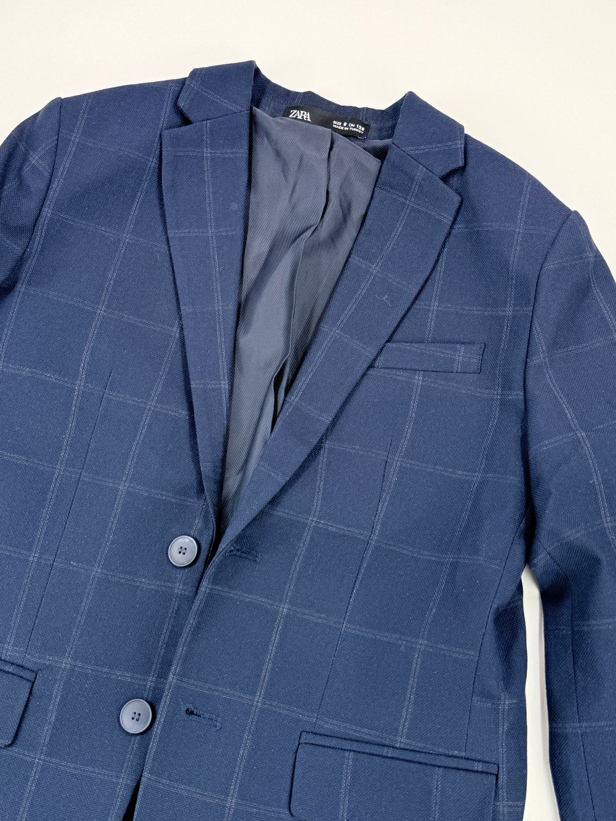 Zara Navy Windowpane Suit Set Size 8