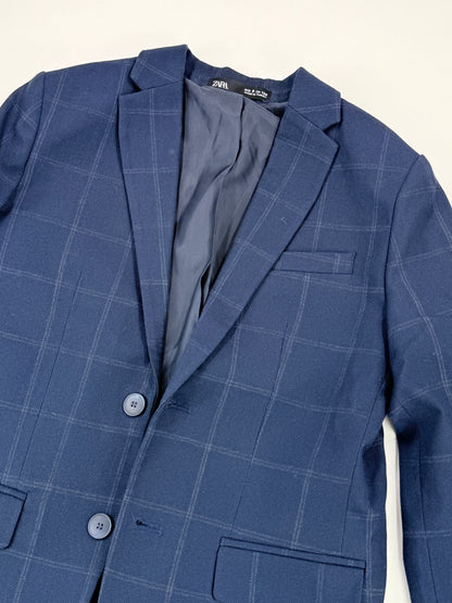 Zara Navy Windowpane Suit Set Size 8