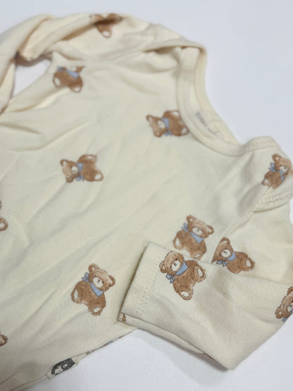 Rabbit and Bear Baby Teddy Bear Bodysuit 3-6M