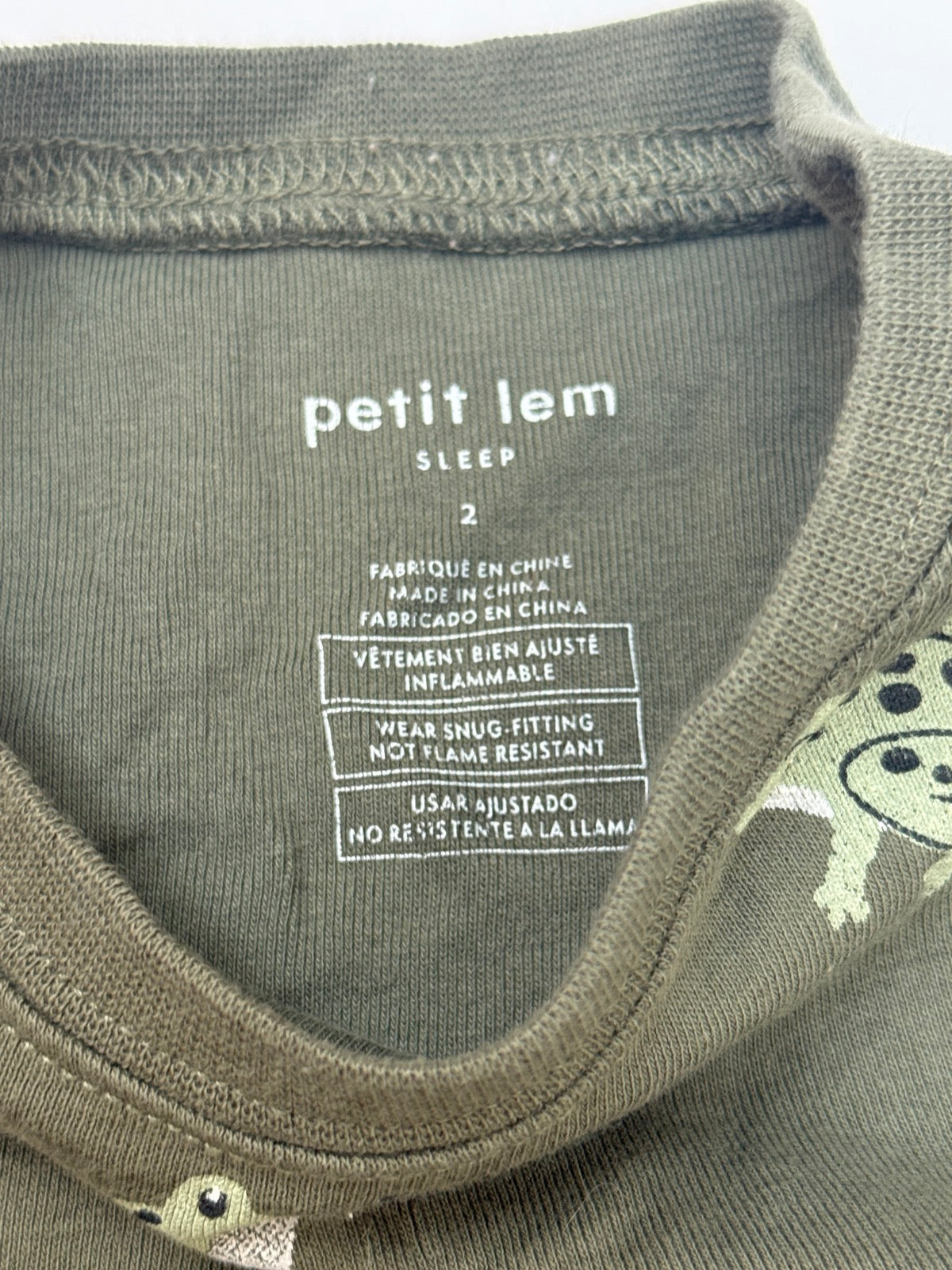 Petit Lem Frog Pajama Set Size 2