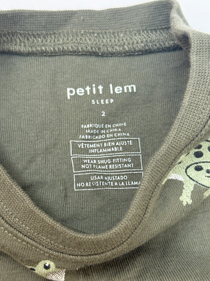 Petit Lem Frog Pajama Set Size 2