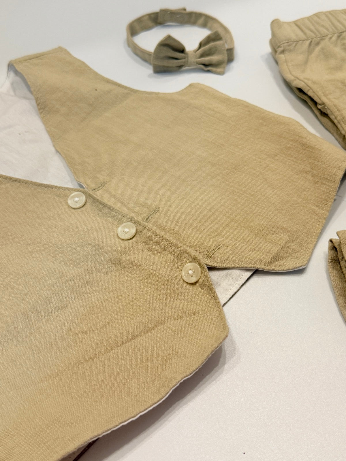 Joe Fresh Khaki Vest Pants Bow Tie Set 2T