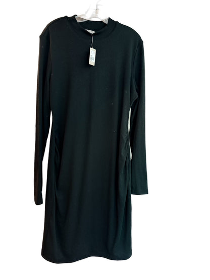 Thyme Maternity Black Ribbed Mock Neck Dress M