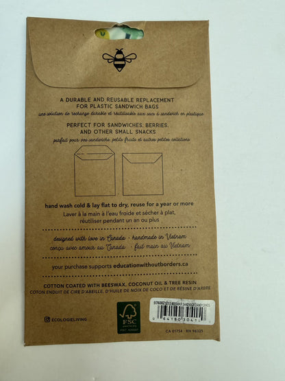 Ecologie Danica Reusable Beeswax Sandwich Bags 2pk