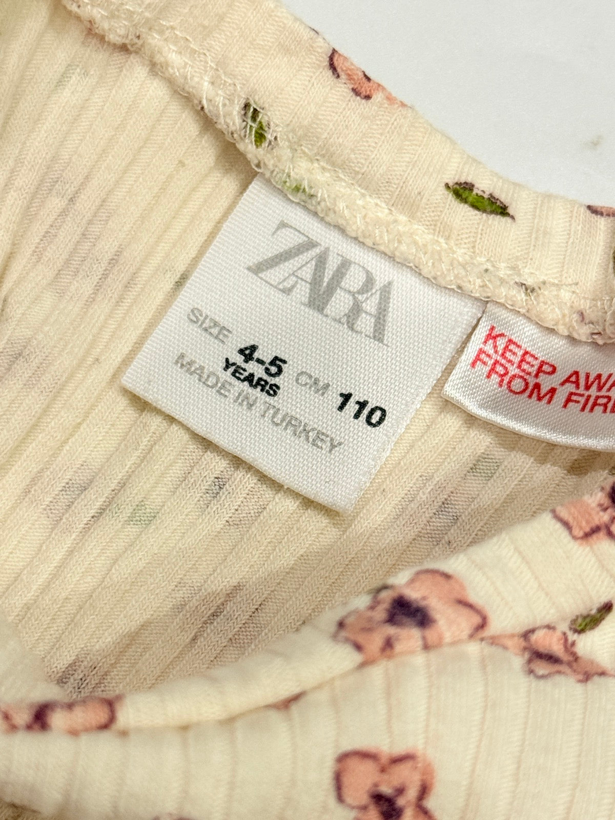 Zara Floral Ribbed Long Sleeve Top 4-5Y