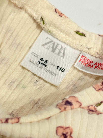 Zara Floral Ribbed Long Sleeve Top 4-5Y