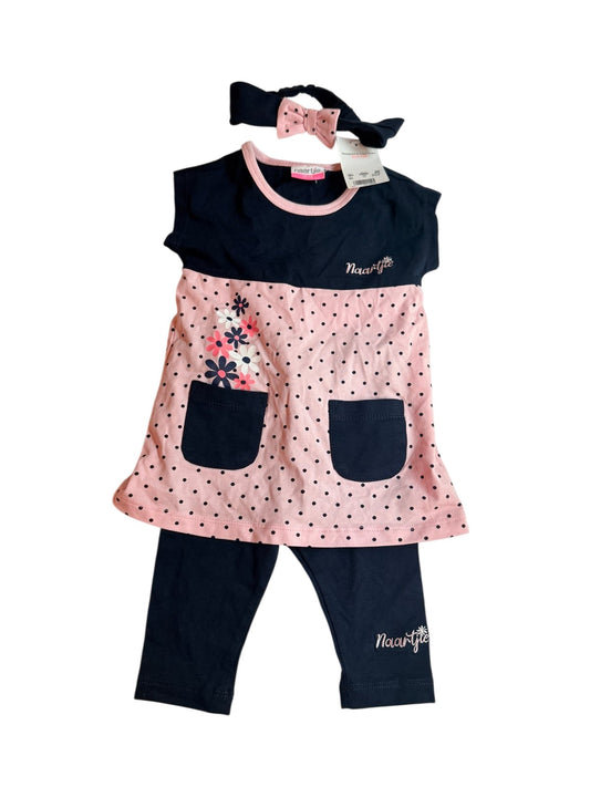 NWT - naartjie Polka Dot Tunic Legging Headband Set 12-18
