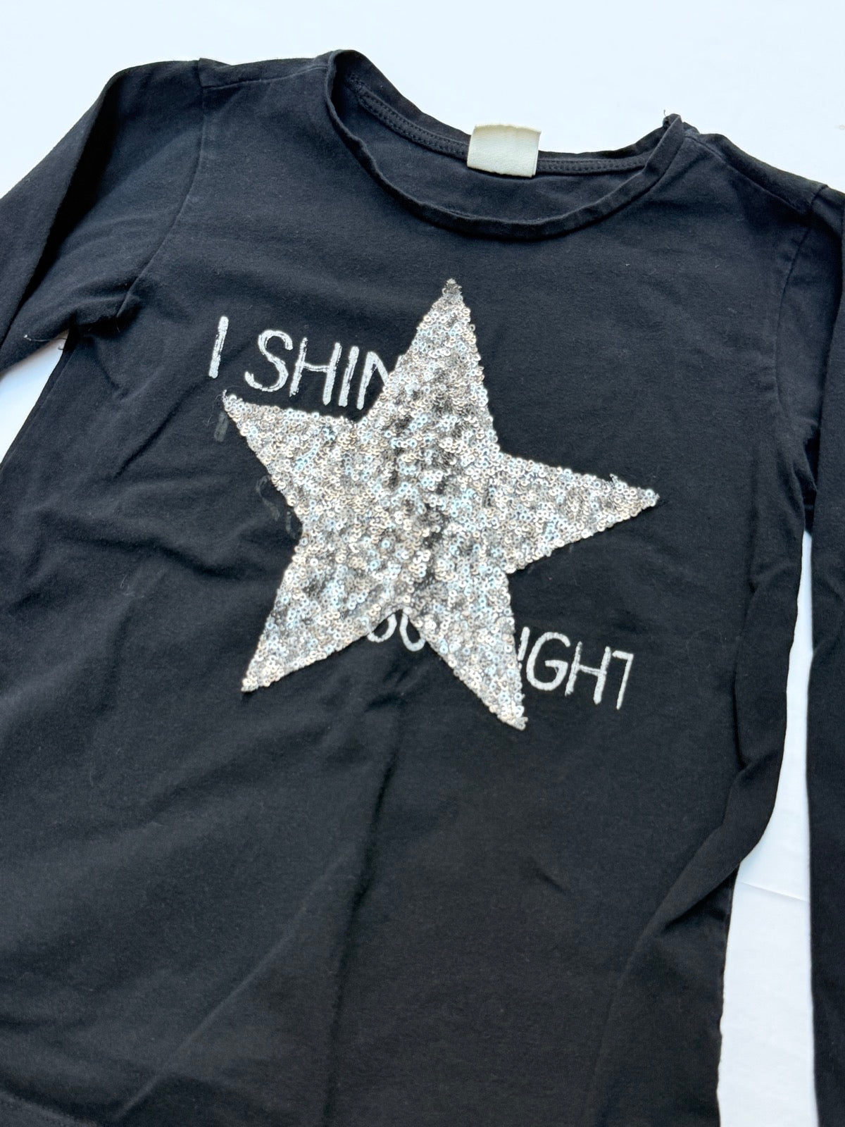 Zara Girls Black Sequin Star T-Shirt Size 6/7
