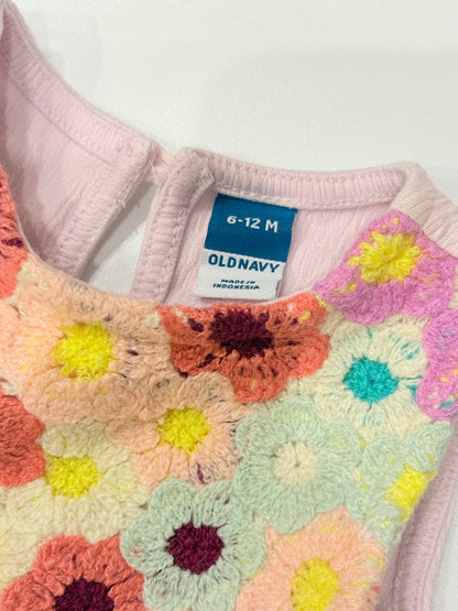 Old Navy Floral Crochet Pink Dress 6-12M