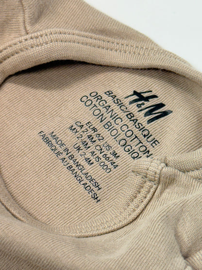 H&M Basic Organic Cotton Beige Bodysuit 3M