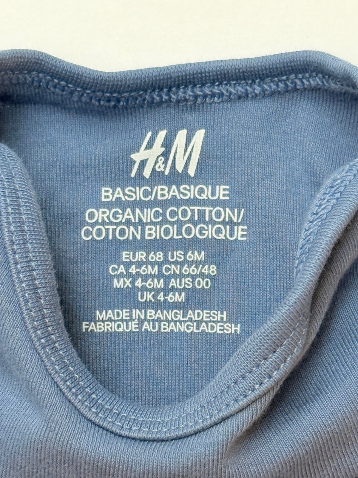 H&M Organic Cotton Bodysuit Size 4-6M