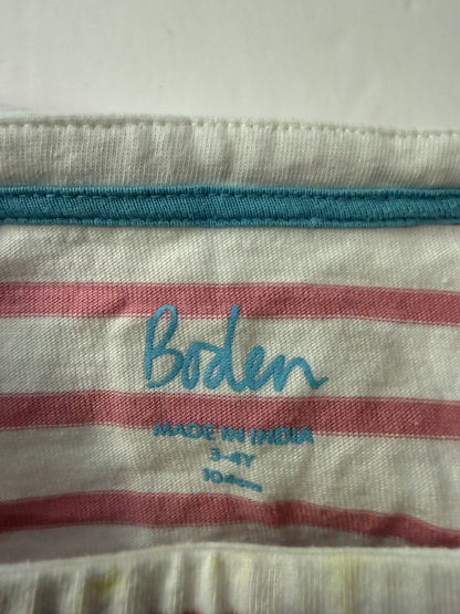 Boden Striped Rainbow Sleeve Top 3-4Y