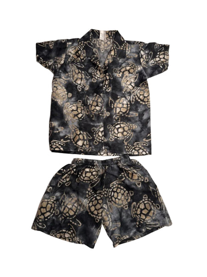 Ocean Blue Apparel Sea Turtle Batik Shirt Shorts Set S 2/3Y