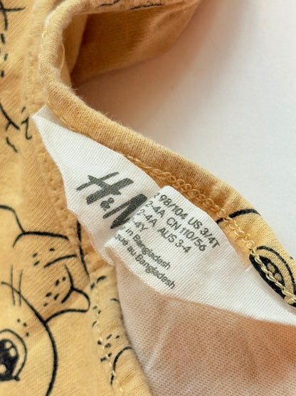 H&M Yellow Bunny Print Dress 2-4T