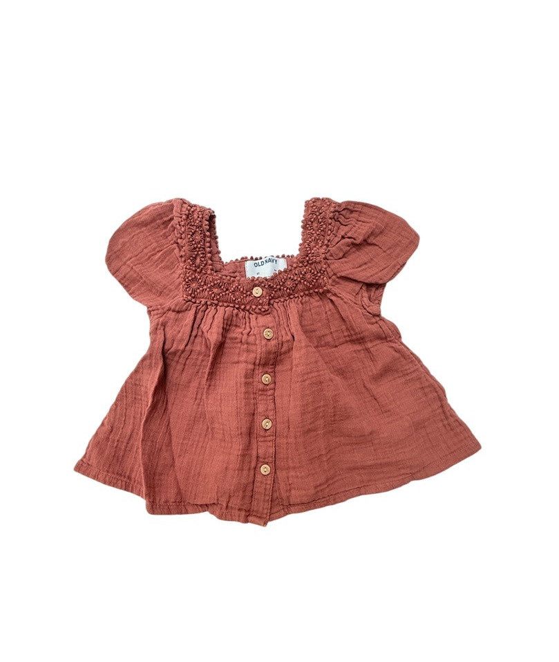 Old Navy Rust Gauze Button Dress 3T
