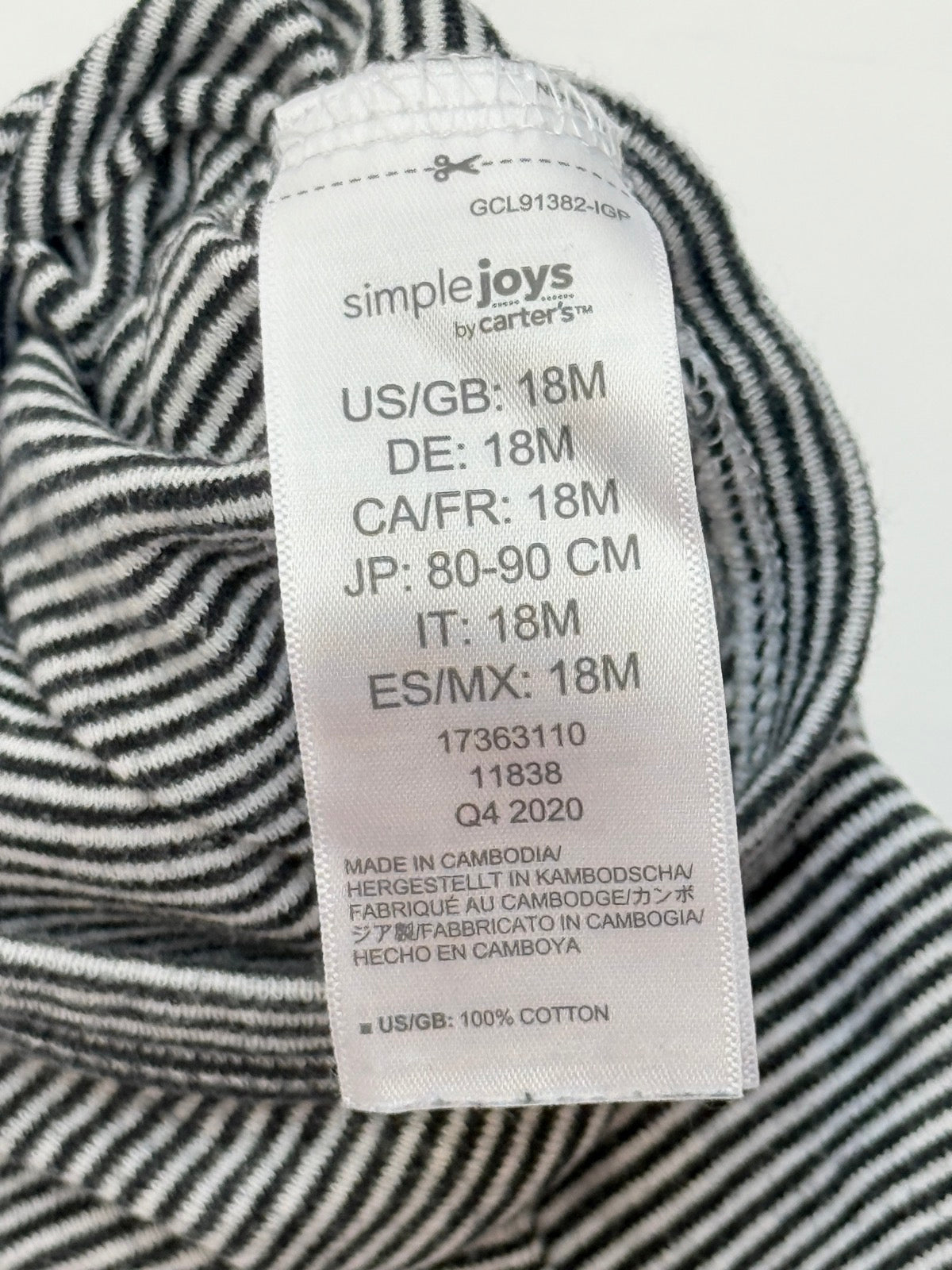 Simple Joys by Carter's Striped Bodysuit 18M
