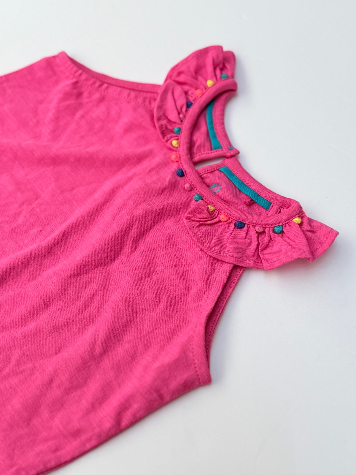 Boden Pink Ruffle Collar Tank Top 2-3Y