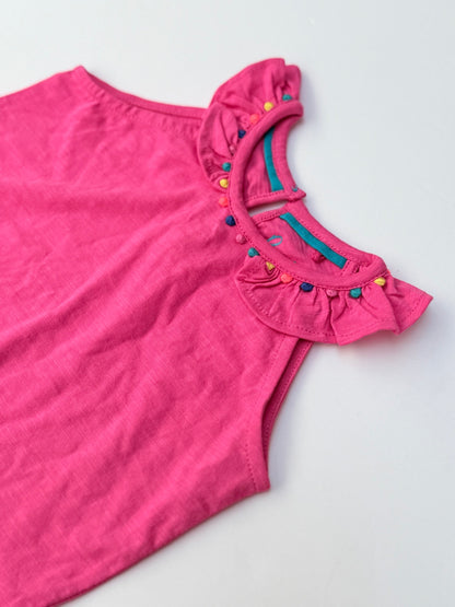 Boden Pink Ruffle Collar Tank Top 2-3Y