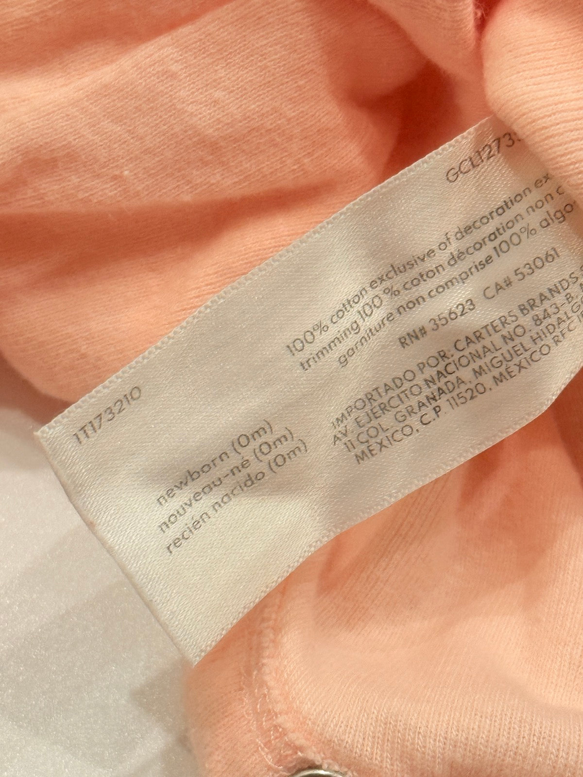Carter's Peach Bodysuit 2-Pack Newborn