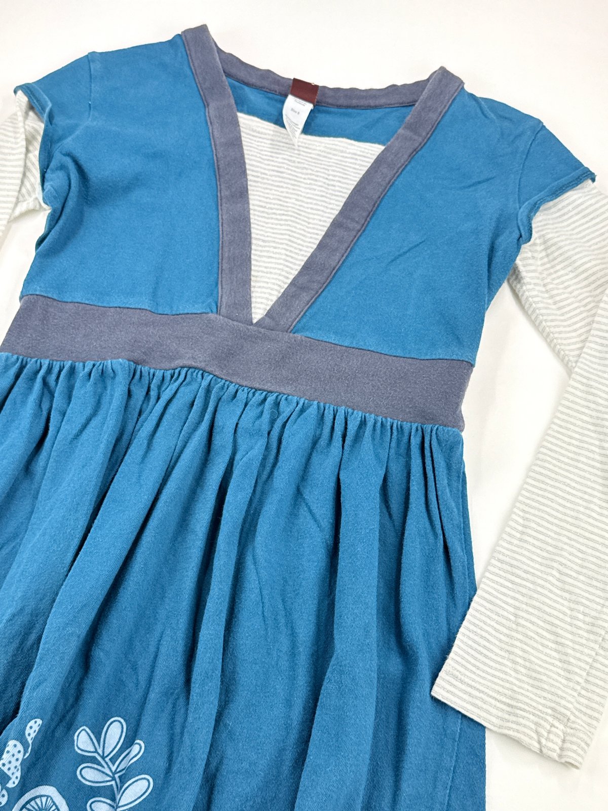 Tea Teal Floral Layered Dress Size 8