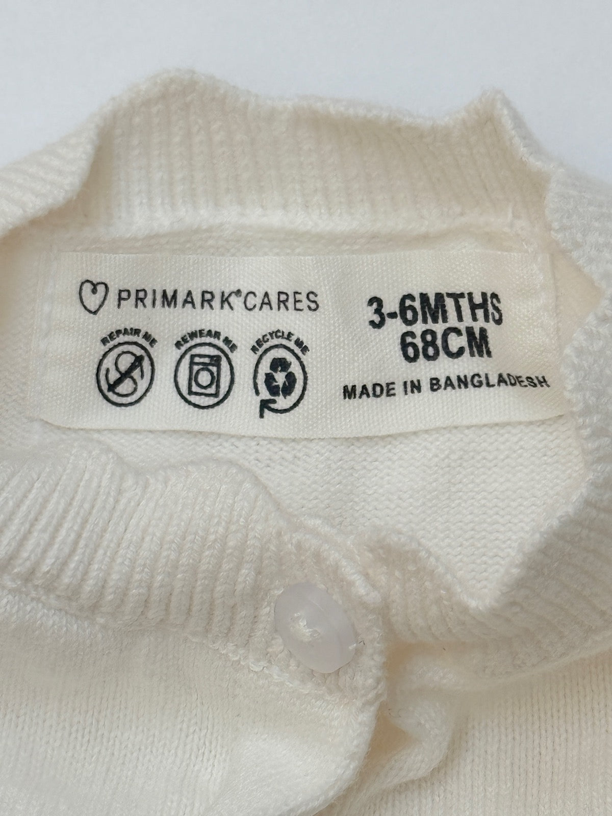 Primark Cares White Scalloped Cardigan 3-6M