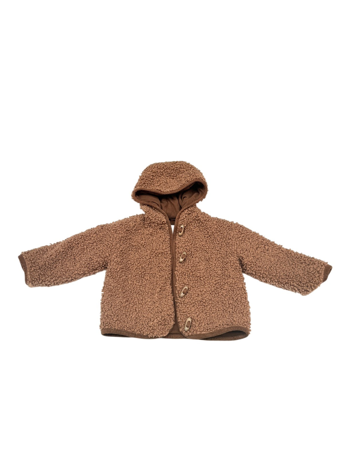 Fits big - Zara Brown Sherpa Teddy Hooded Coat 9-12M