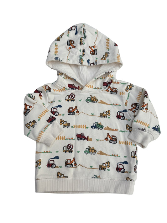 Sprout Construction Vehicles Print Hoodie Sweatshirt 6-12m