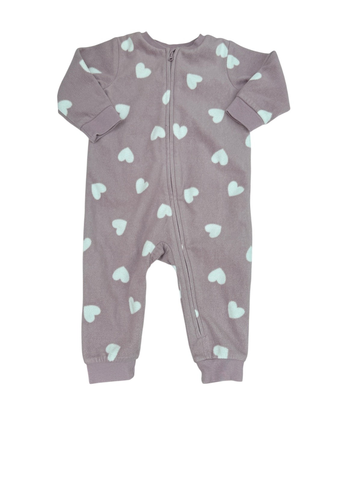 H&M Heart Print Fleece Sleeper 6-9M
