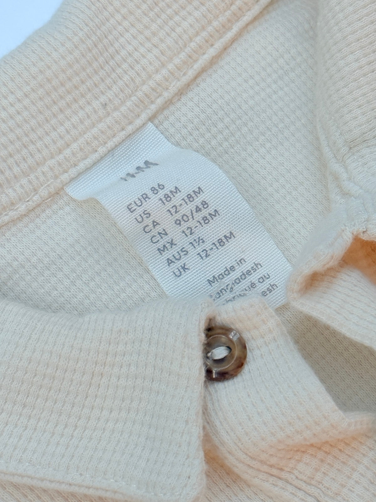 H&M Waffle Polo Bodysuit 18M