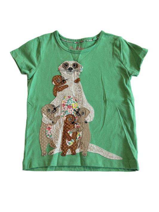 Mini Boden Meerkat Appliqué Green T-Shirt 4-5Y