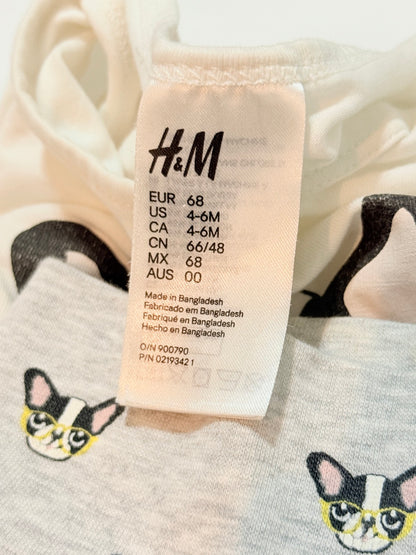 H&M French Bulldog Bodysuit Legging Set 4-6M
