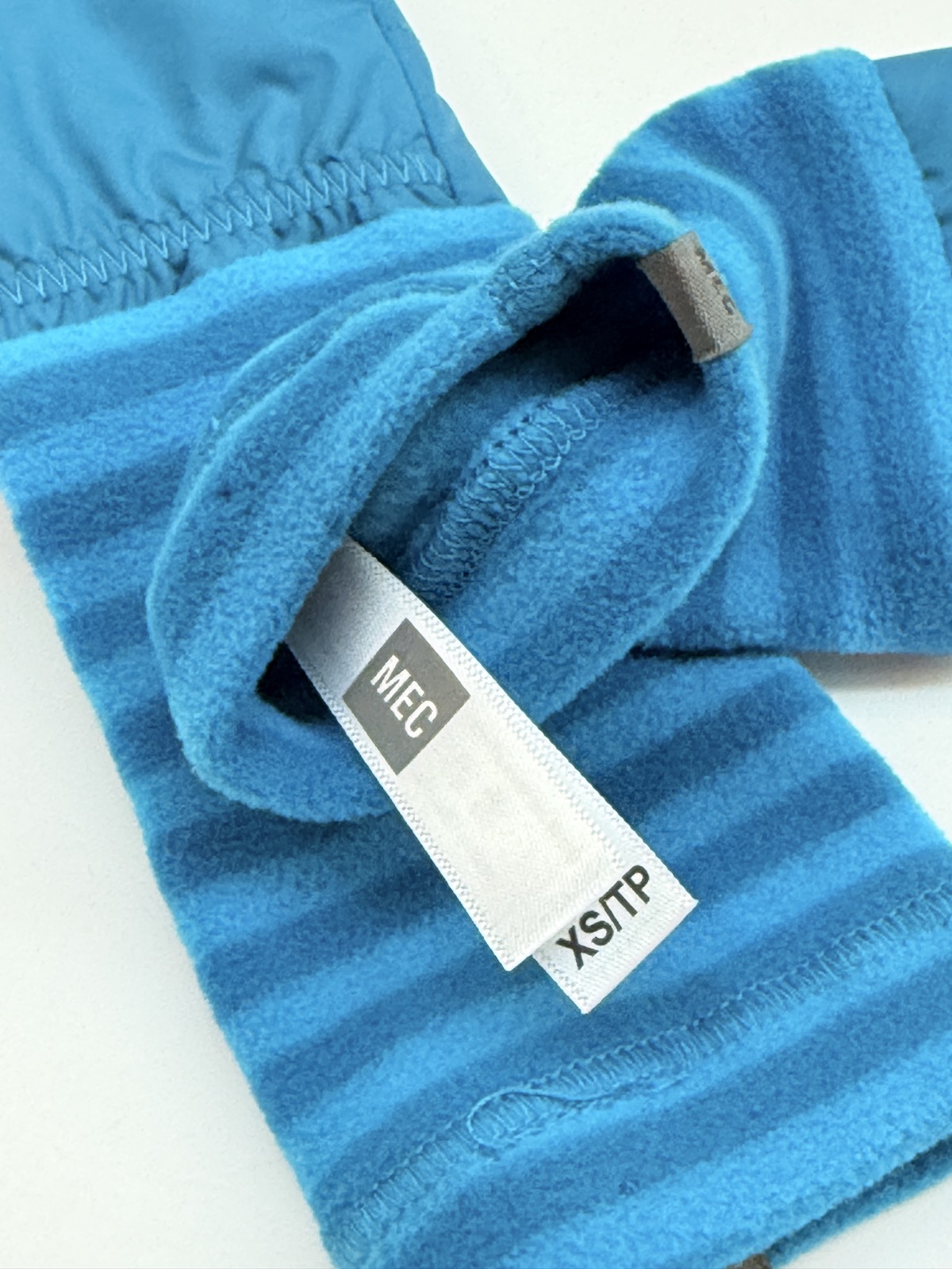 MEC Blue Striped Fleece Cuff Mittens 5-12m