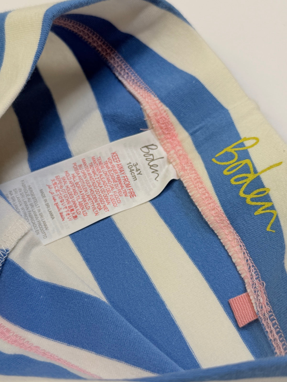 Boden Blue Stripe Leggings 3-4Y