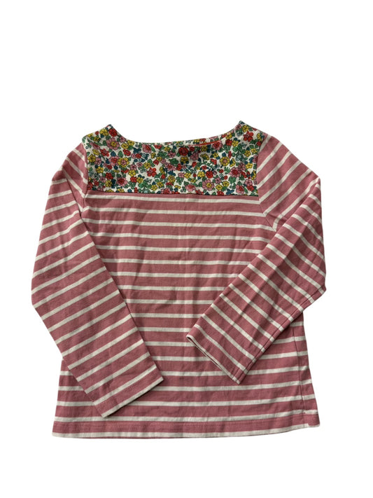 Boden Floral Stripe Long Sleeve Top 4-5Y