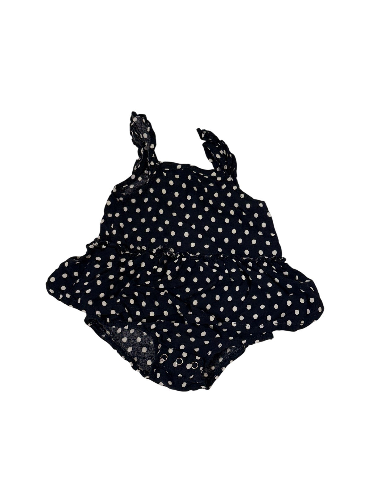 PatPat Navy Polka Dot Ruffle Romper 3-6M