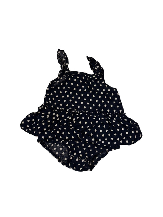 PatPat Navy Polka Dot Ruffle Romper 3-6M