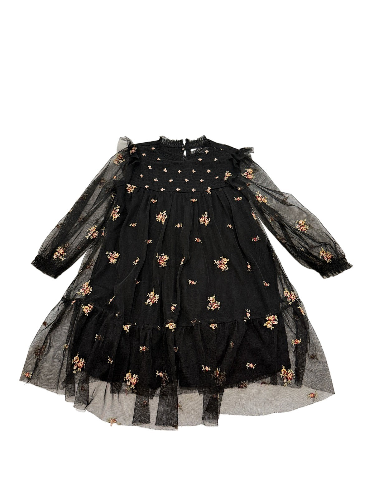Zara Black Floral Embroidered Tulle Dress 5-6Y