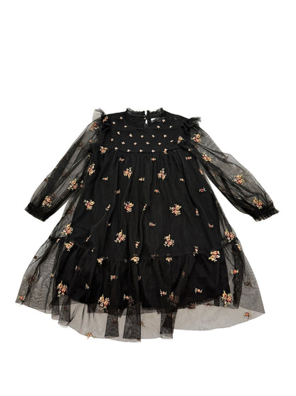 Zara Black Floral Embroidered Tulle Dress 5-6Y