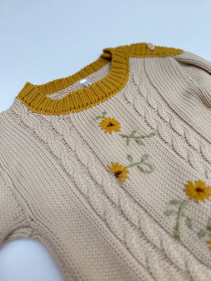 Wild Wawa Floral Embroidered Knit Sweater 2-3y
