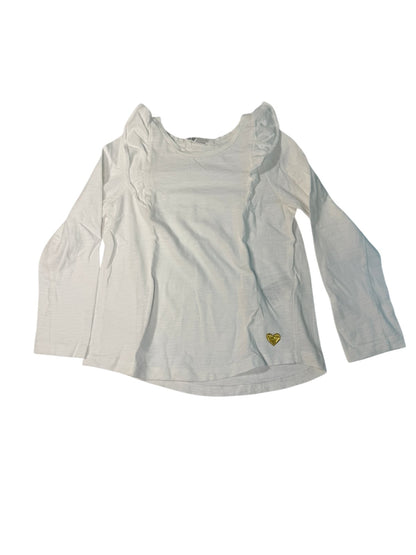 H&M Ruffle Long Sleeve White Top Size 4-6Y