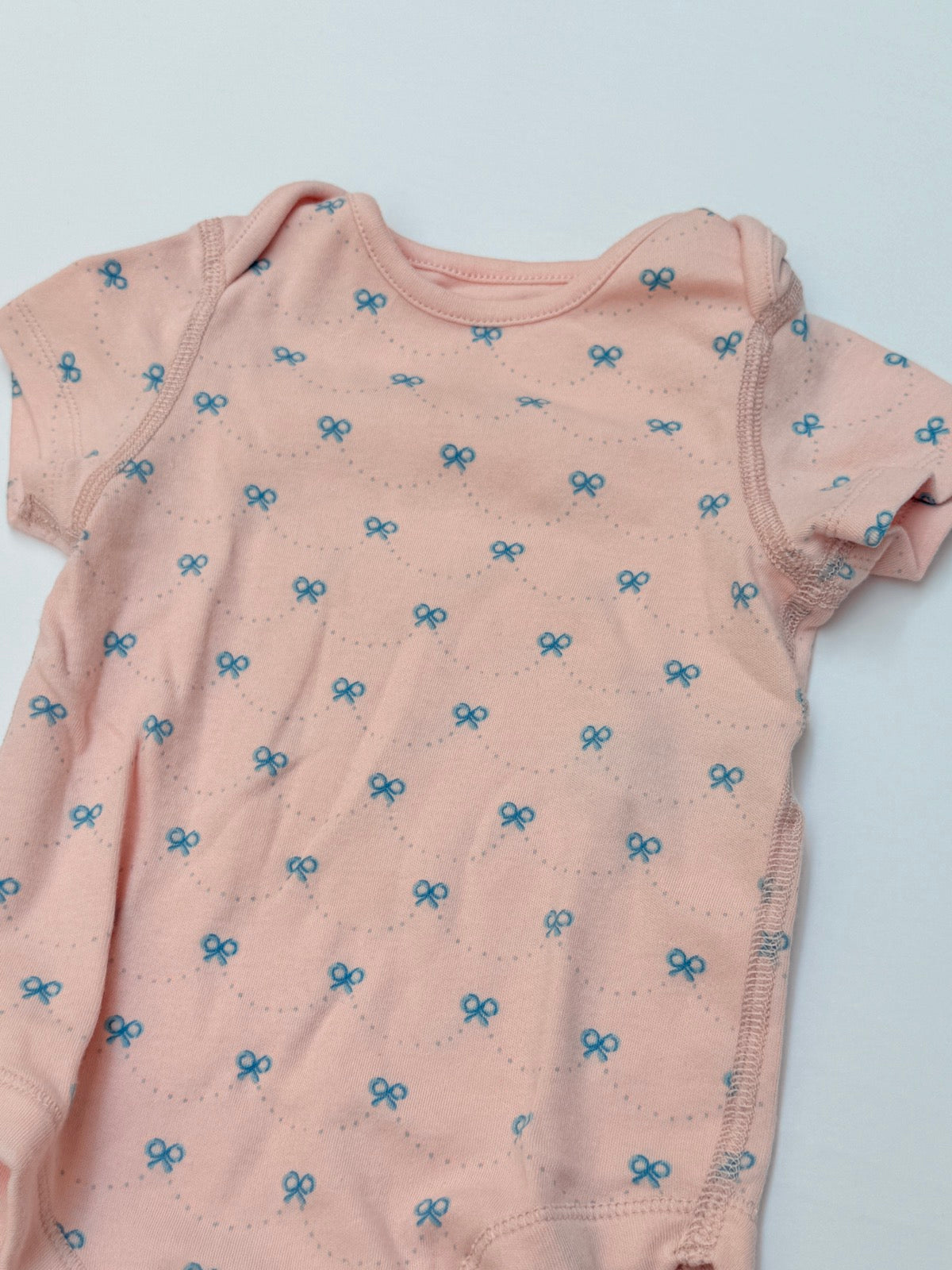M&S Pink Bow Print Bodysuit 24 Months