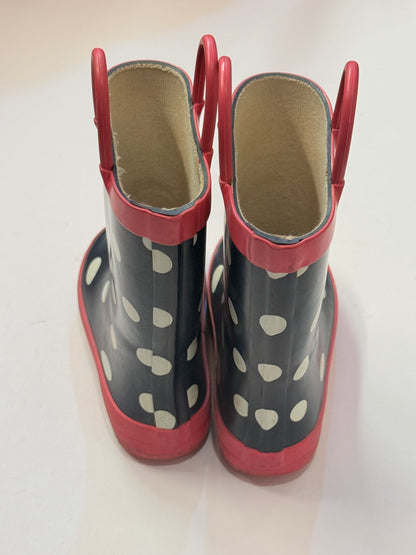Navy Polka Dot Rain Boots Size 6