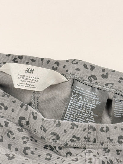 H&M Gray Leopard Print Leggings Size 5-6Y