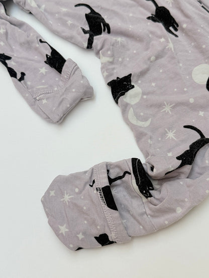 Bambi & Birdie Black Cat Zip Sleeper 3-6M